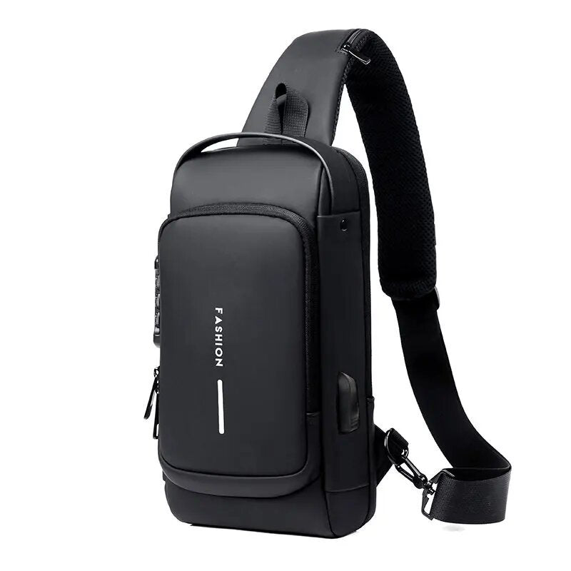 Men's Anti-Theft Crossbody Chest Bag with USB Charging Port – Secure and Stylish